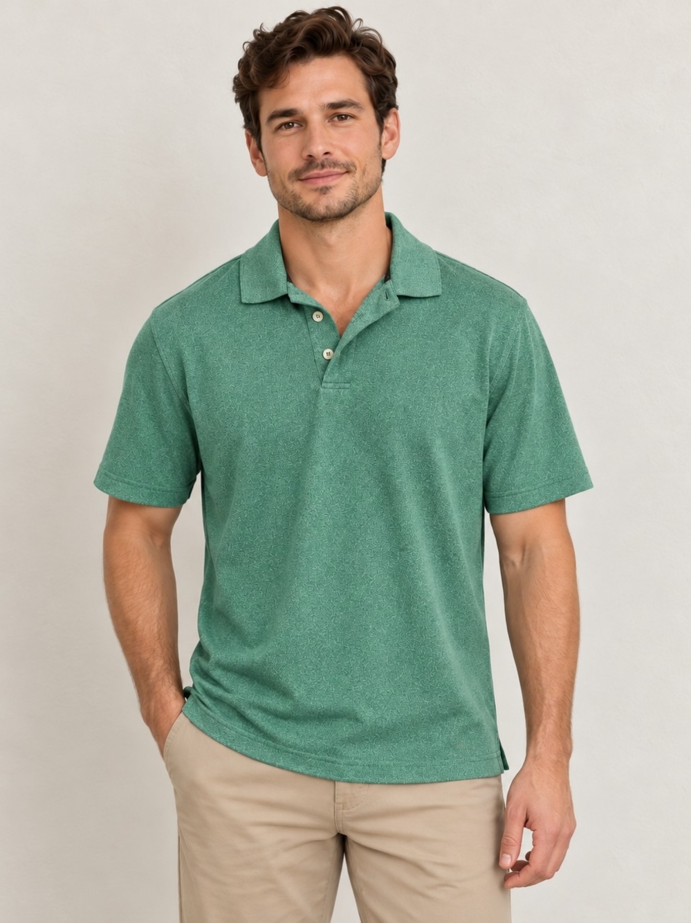 Champion Men's Heathered Green Short Sleeve Polo